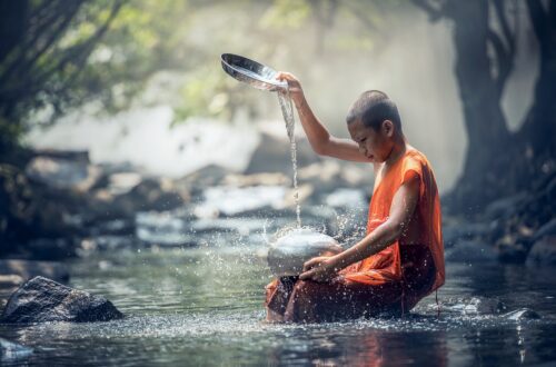 boy, monk, river-1807518.jpg