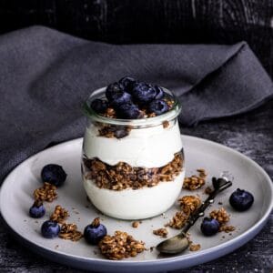 blueberries, muesli, breakfast