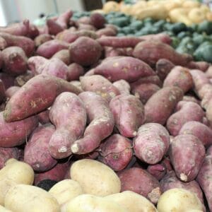 food, sweet potato, fresh vegetables